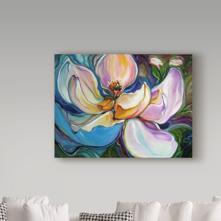 Sweet Magnolia Modern Floral Abstract Acrylic Painting Print on Wrapped Canvas